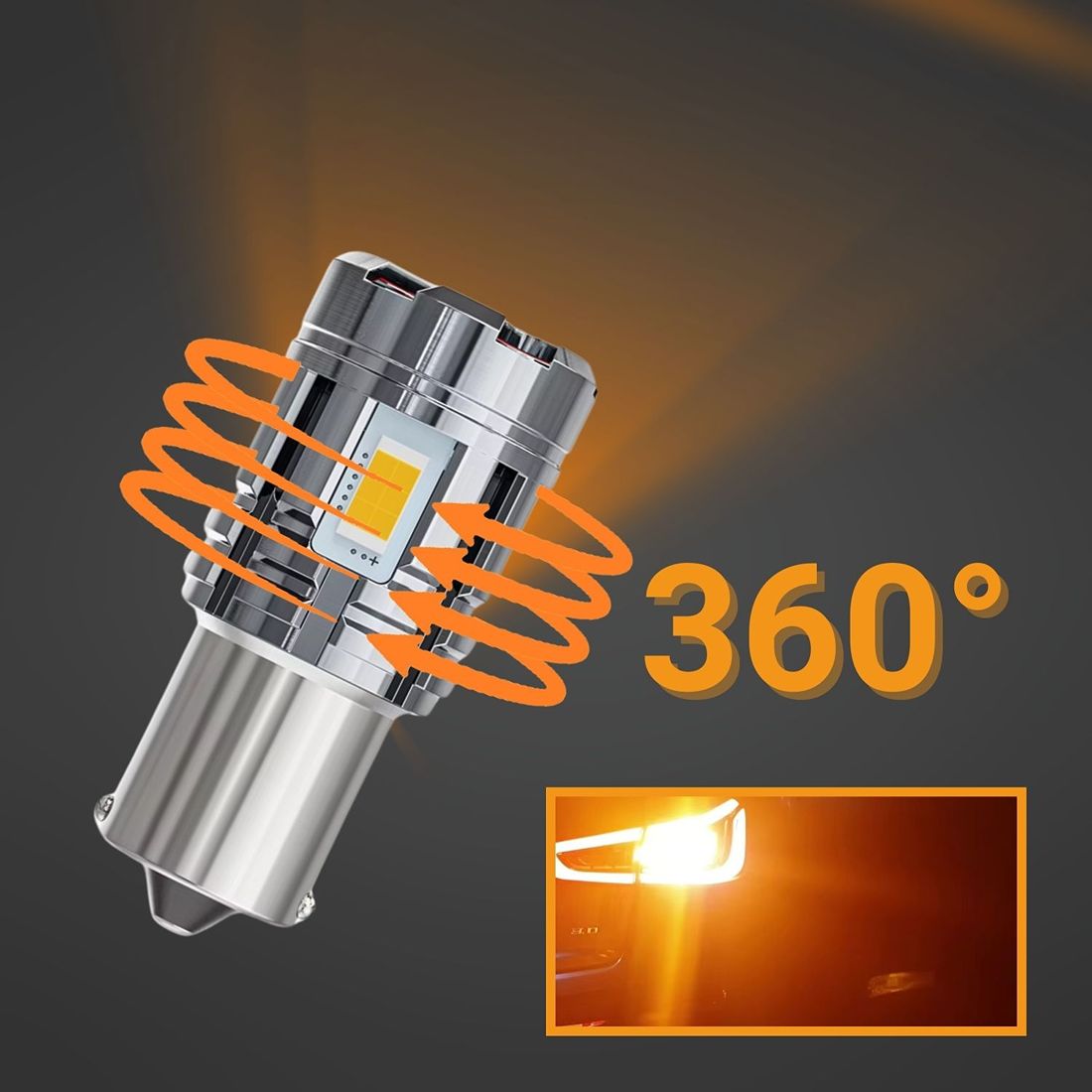 Żarówki LED P21W BA15S 1156 pomarańczowe zostały zaprojektowane do kierunkowskazów i oferują 2600 lm.