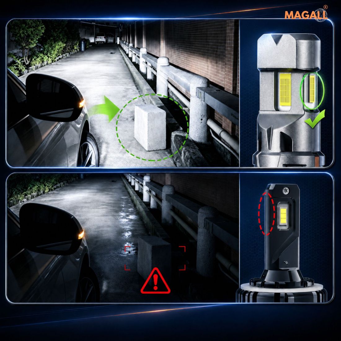 Żarówka LED H11 Canbus MAGALL TRINITY 3 Sekcje 3 Źródła Światła 12500lm/szt – zdjęcie 4