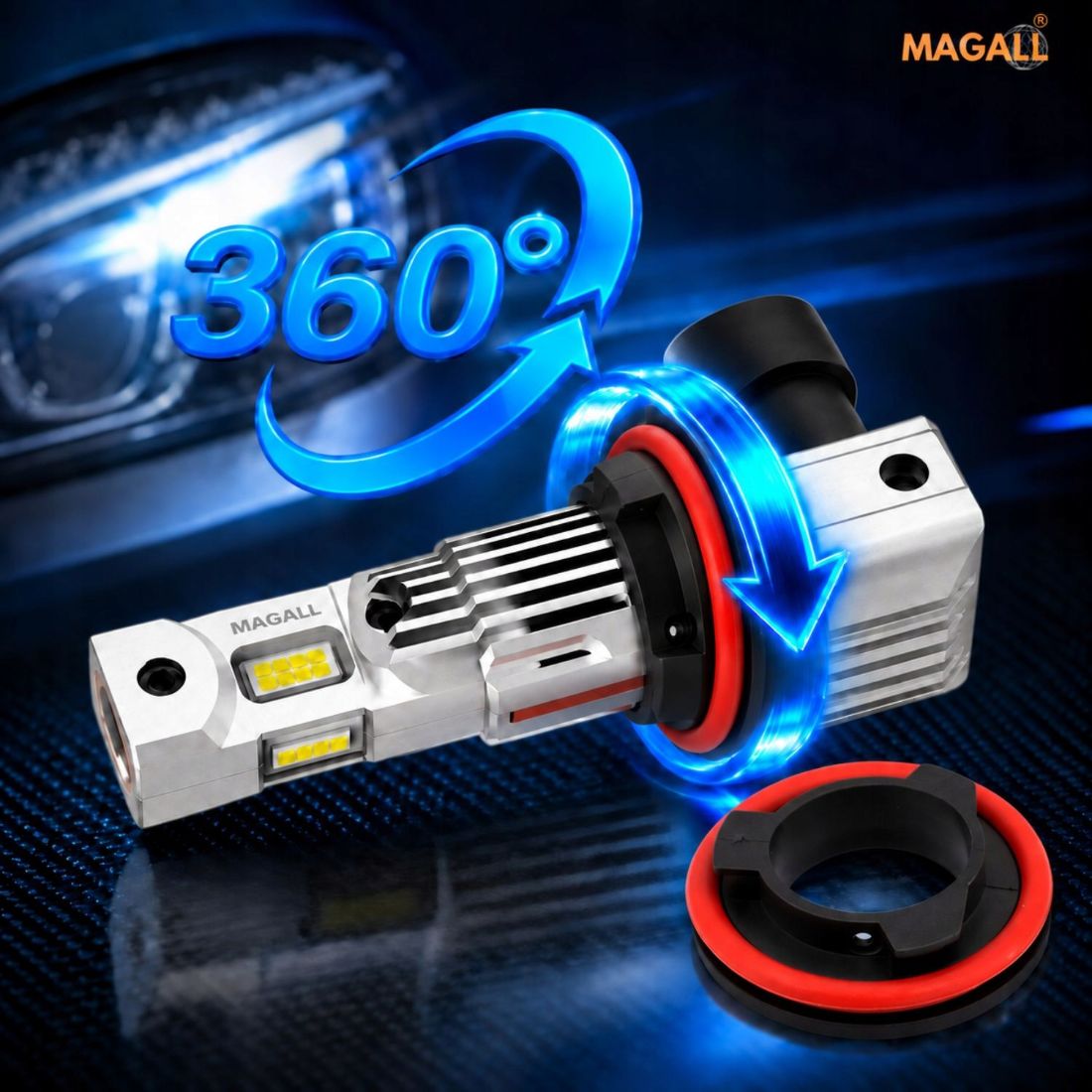 Żarówka LED H11 Canbus MAGALL TRINITY 3 Sekcje 3 Źródła Światła 12500lm/szt – zdjęcie 5