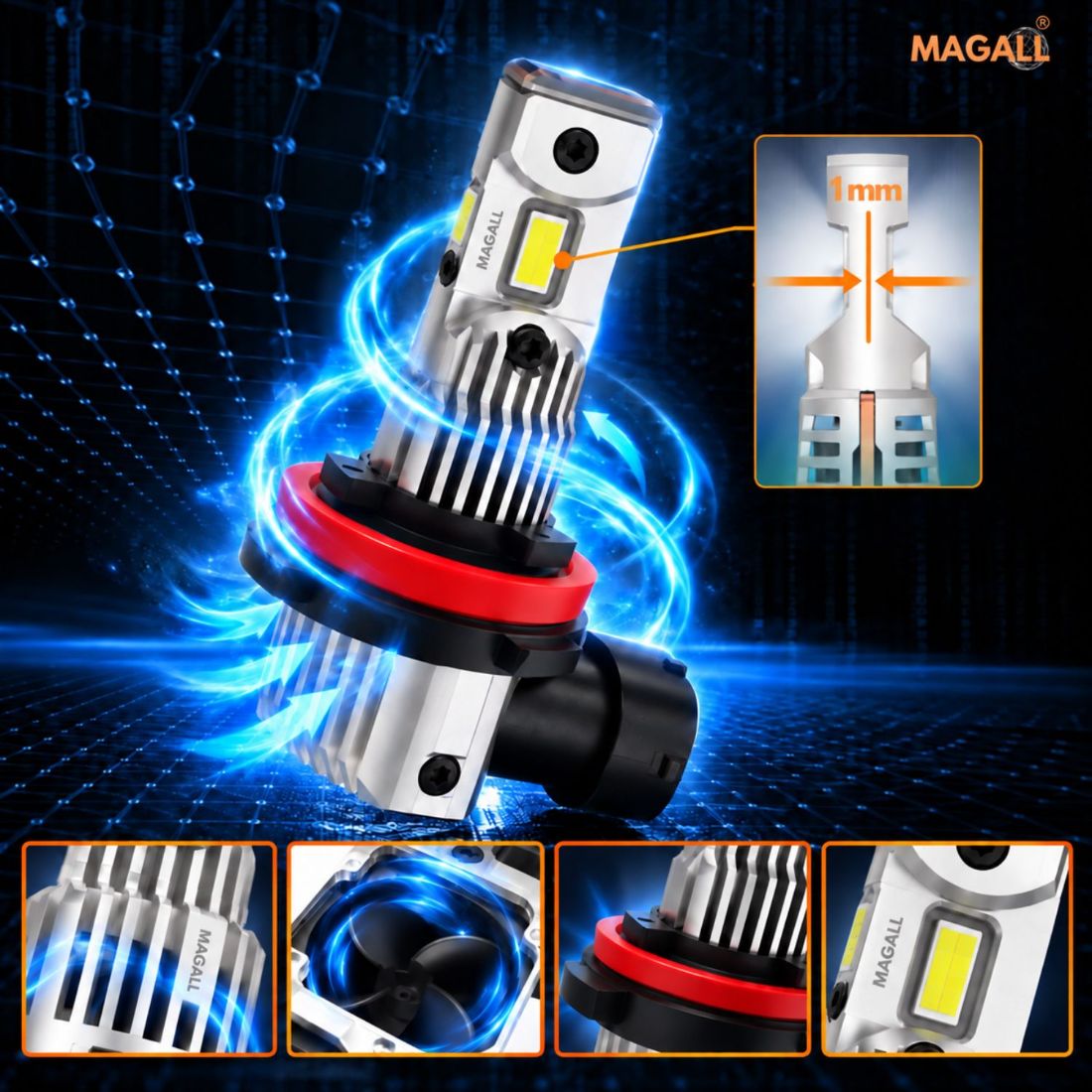 Żarówka LED H11 Canbus MAGALL TRINITY 3 Sekcje 3 Źródła Światła 12500lm/szt – zdjęcie 8