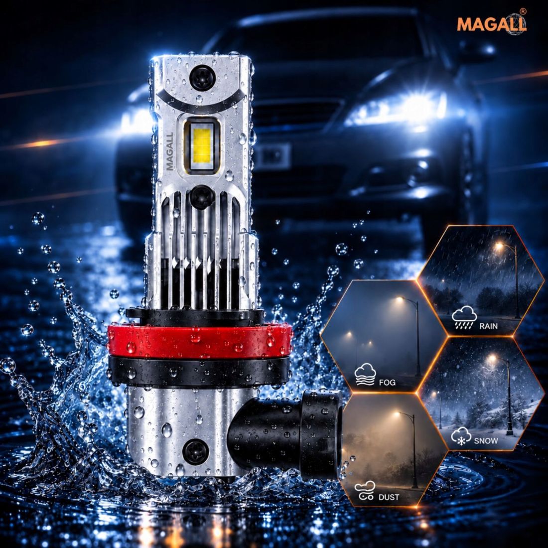 Żarówka LED H11 Canbus MAGALL TRINITY 3 Sekcje 3 Źródła Światła 12500lm/szt – zdjęcie 10