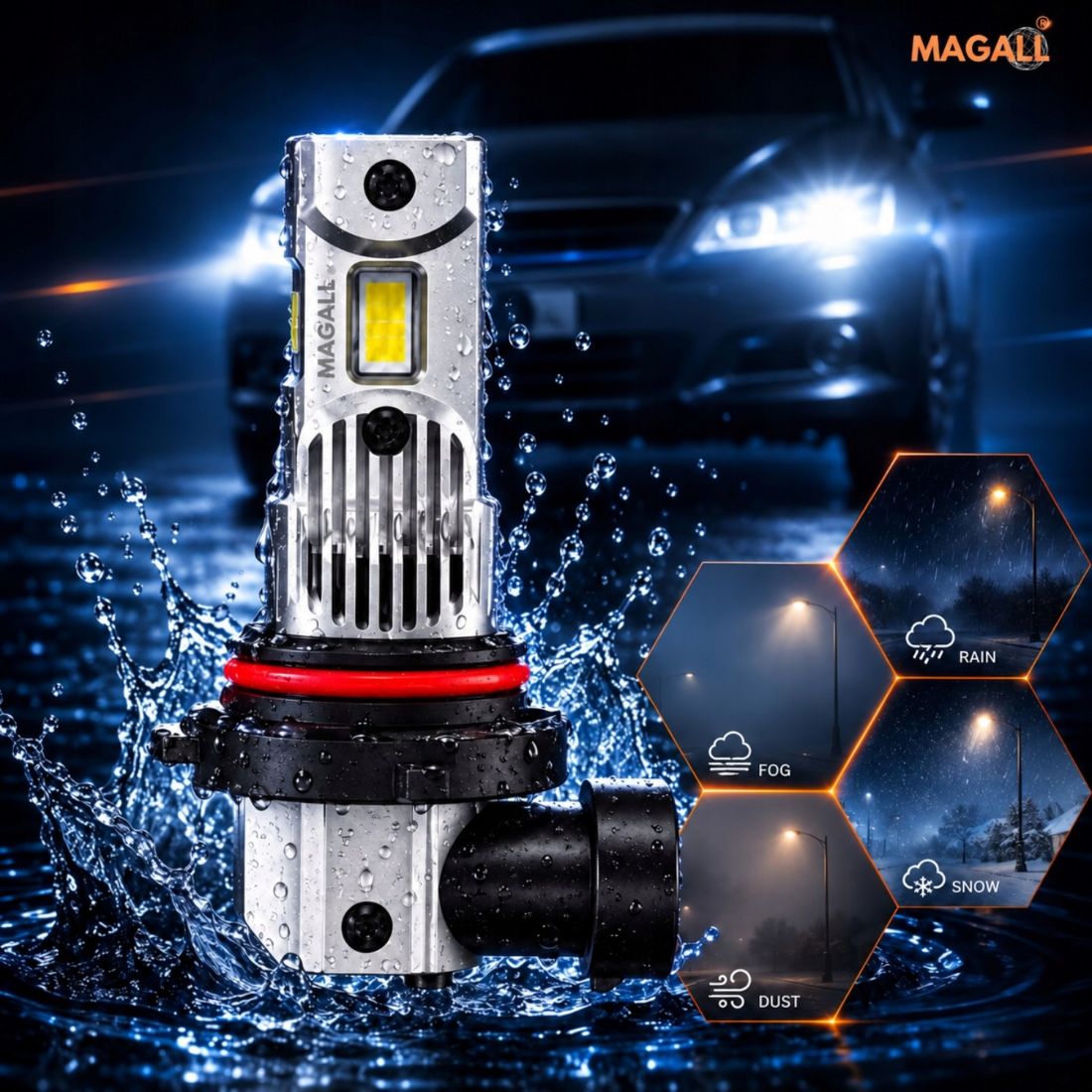 Żarówka LED HB4 Canbus MAGALL TRINITY 3 Sekcje 3 Źródła Światła 12500lm/szt – zdjęcie 10